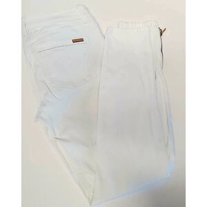 White House Black Market Jeans Skimmer 0 White Ankle Zipper Pants Cotton Stretch